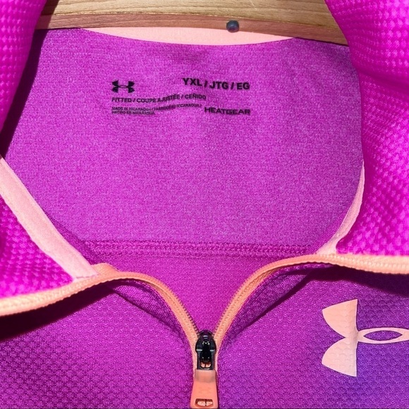 UNDER ARMOUR Girl’s Youth Waffle Mesh Quarter Zip‎ Long Sleeve Shirt Sz XL - Picture 6 of 7